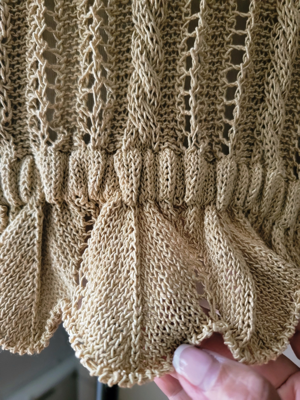 ZARA Mustard Yellow Open Crochet Knit Ruffle Beach Sweater Size M - Picture 5 of 8